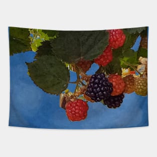 Bramble Branch Black and Red Blackberries Tapestry