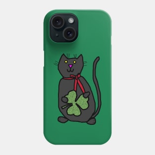 Cat Holding Shamrock for St Patricks Day Phone Case