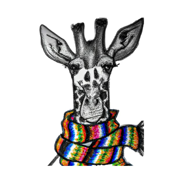 Giraffe in a scarf by Prints of England Art