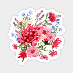 Attention Seeking Flowers Watercolour Painterly Floral Art Magnet