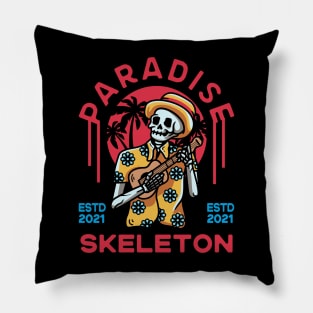 Paradise Skull With Guitar In the Beach Pillow