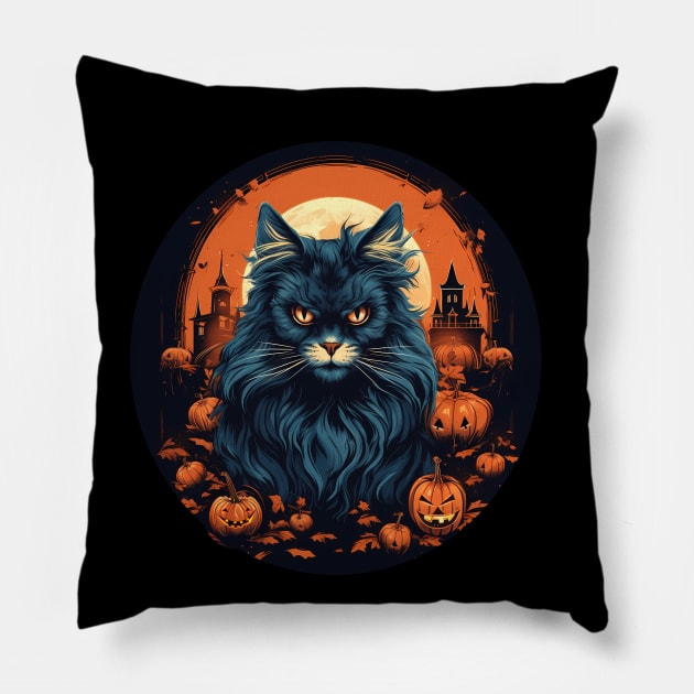 Maine Coon Cat Halloween, Cat Lover Pillow by dukito