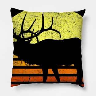 American Elk Hunter Dad Vintage Retro Sun Bow Hunting Gift Pillow