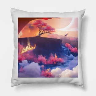 Sakura Dreams: A Fantasy Sky Journey Pillow