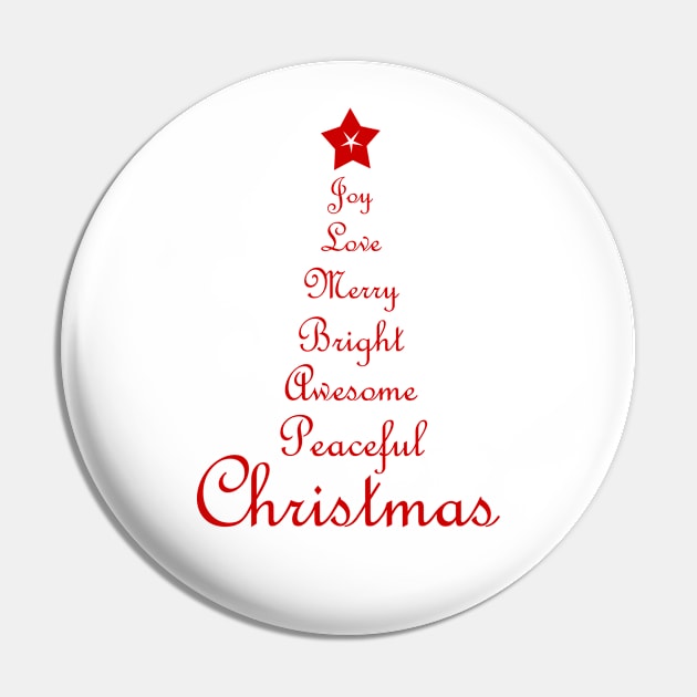 Christmas Tree Word Art Script Typography in Red Pin by Star58