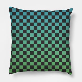 Checkered blue green Pillow