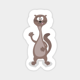 Funny weasel waving cartoon illustration Magnet