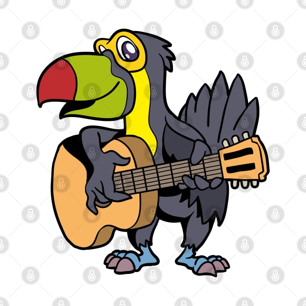 Comic toucan playing guitar by Modern Medieval Design