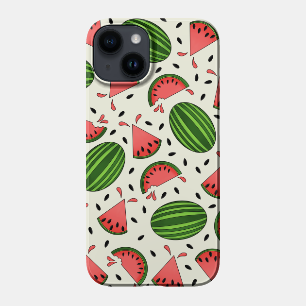 Juicy Watermelon Pattern on Green Background Watermelons Phone Case