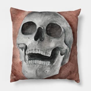 skull watercolor Pillow