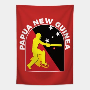 Papua New Guinea Cricket Batsman Papua New Guinea Flag Tapestry