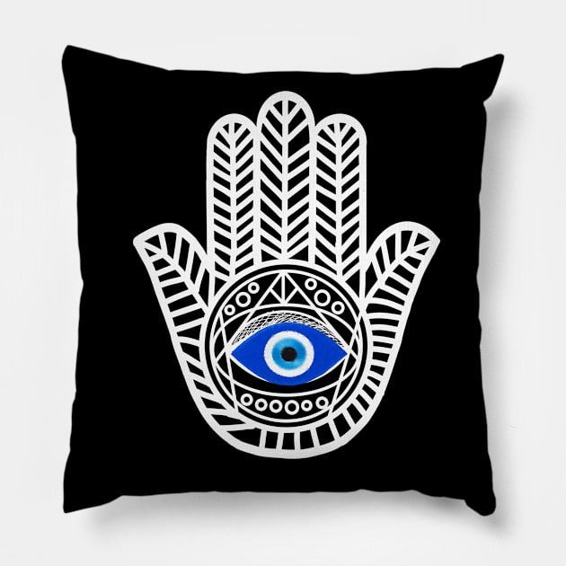 Hamsa Hand Evil Eye Pillow by livania