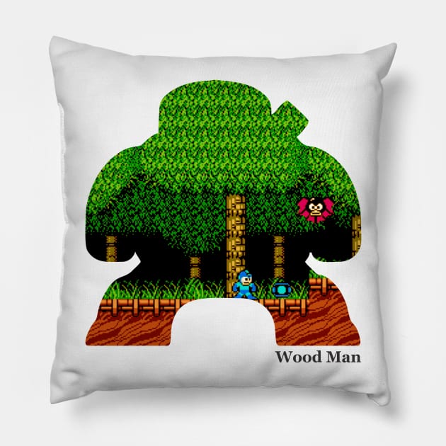 Wood Man Silhouette - Mega Man 2 Pillow by Desperado902