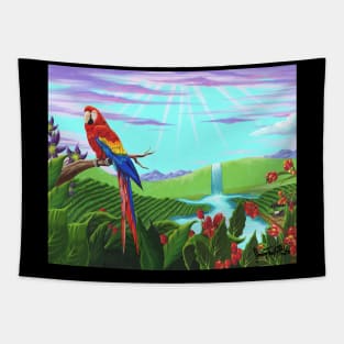 Scarlet Macaw, Exotic Bird of Paradise Tapestry