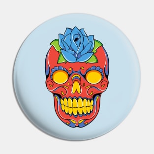 Bright Dia De Los Muertos Sugar Skull Pin