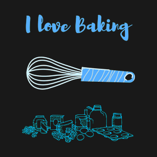 Blue whisk kitchen hand mixer retro baking art T-Shirt