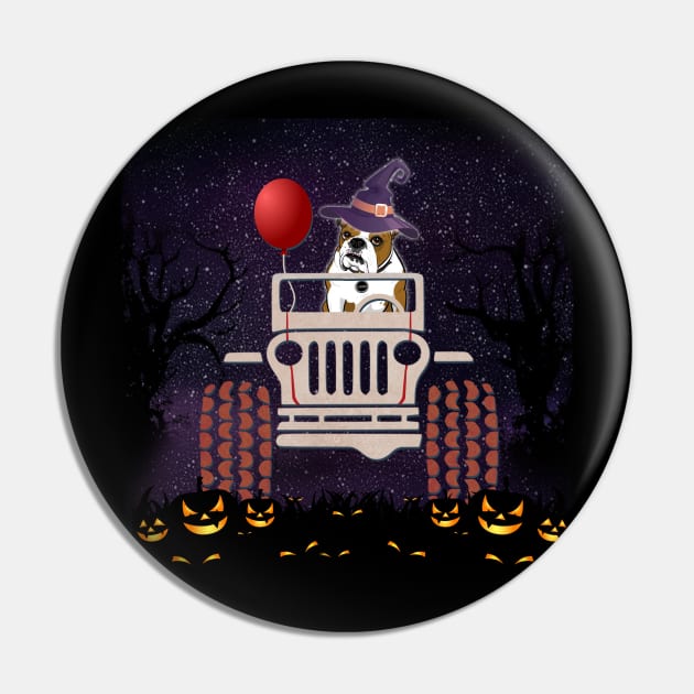 JP Scared Bulldog in The Car Halloween Pin by Chapmanx