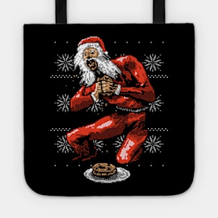 Santa Devouring His Cookies Tote