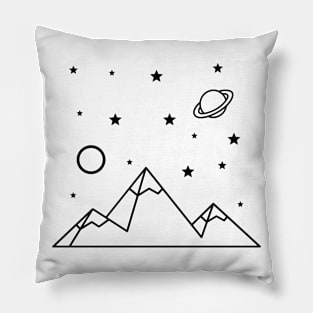 Sky with Saturn and Moon Pillow