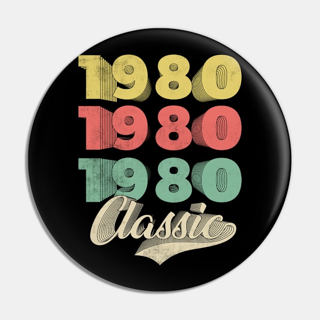 Vintage Retro 1980 40 Years Old 40th Birthday Gift Pin by CreativeSalek