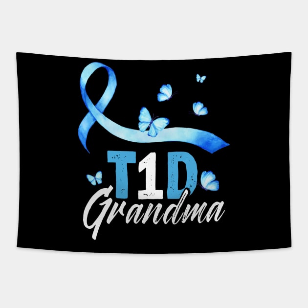 T1D Grandma T-Shirt Type 1 Diabetes Awareness Gift Tapestry by Lones Eiless