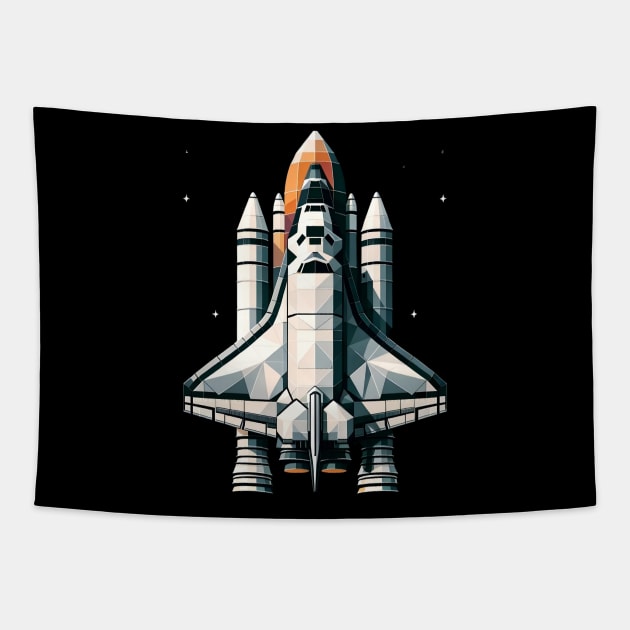 Geometric Orbiter | Space Shuttle Design Tee | Astronautics Tapestry by Graphic Wonders Emporium