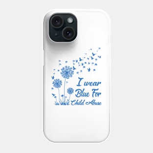 Bird Dandelion I Wear Blue For Child Abuse Awareness Month, Child Abuse, Protect Child, Blue Ribbon Awareness Phone Case