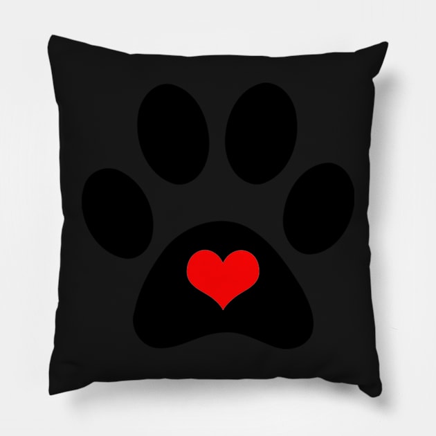 Cute Dog Gifts with Black Dog Pawprint Stencil Pillow by 3QuartersToday