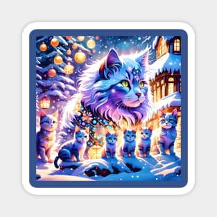 Christmas Cats Vigil Magnet