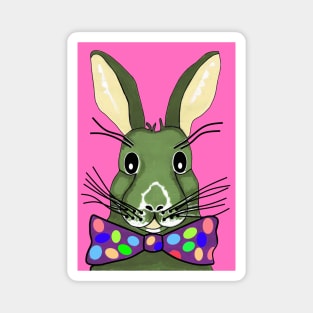 EASTER Bunny Rabbit Pink - Funny Easter Bunny Art Magnet