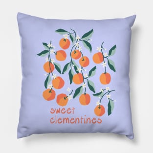 Sweet  Clementines Blue Pillow