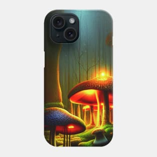 Magical Big Cottage Mushroom House with Lights in Forest with High Trees, Mushroom Aesthetic Phone Case