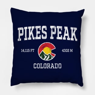 Pikes Peak Colorado 14ers Vintage Athletic Mountains Pillow