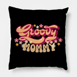 Funny Groovy Mommy, Young, Cool, Hippie, Best Mom Mother's Day Humor Pillow
