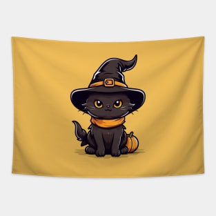 Halloween Black Cat Witch Tapestry