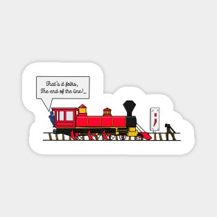 Funny JavaScript Train Joke End Of The Line Semicolon Magnet