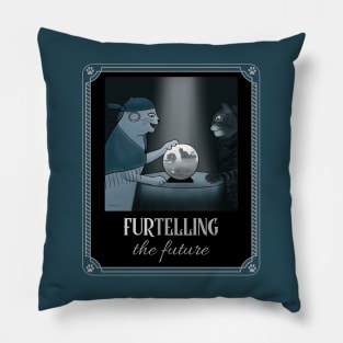 Crystal Ball Reveals a Cat's Future - funny cartoon drawing Pillow