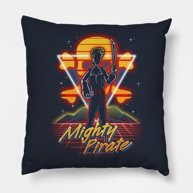 Retro Mighty Pirate Pillow by Olipop