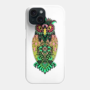 dr owl ecopop in mexican tribal totonac green safari art wallpaper Phone Case