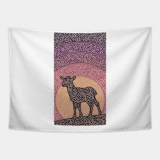 Abstract Background of Magical Scenery with Goat Silhouette Tapestry