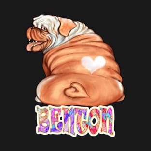 Benton Gift, Comfy Gift for Dog Lovers, Perfect Bulldog Owners gifts, heart shaped patched of fur, for men, women, children, T-Shirt