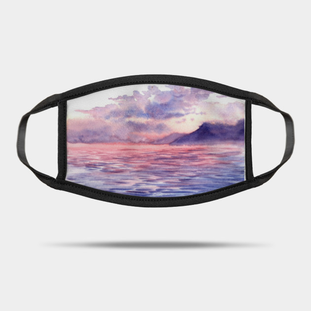 Ocean Sunset Watercolor Painting Watercolor Painting Mask