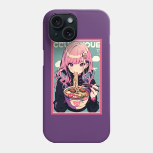 Cute Anime Girl |  Ramen Noodles | Hentaii Chibi Kawaii Design Phone Case