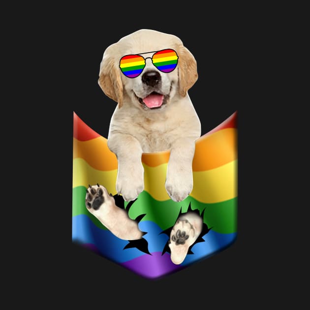 Golden retriever In Pocket LGBT Pride Flag For Dog Lovers by Terryeare