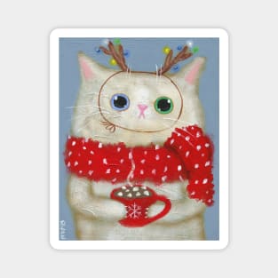 Hot Cocoa Kitty Magnet