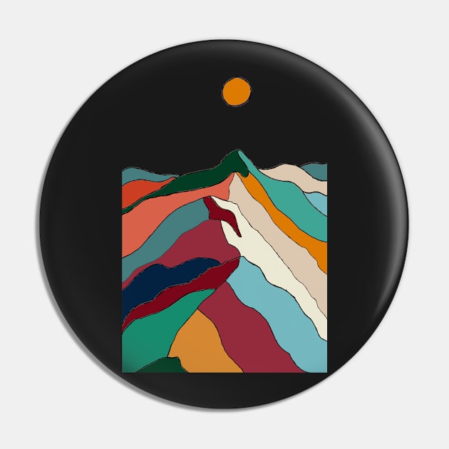 Hills & Valleys Coloured Sketch Design Pin by StylishTayla