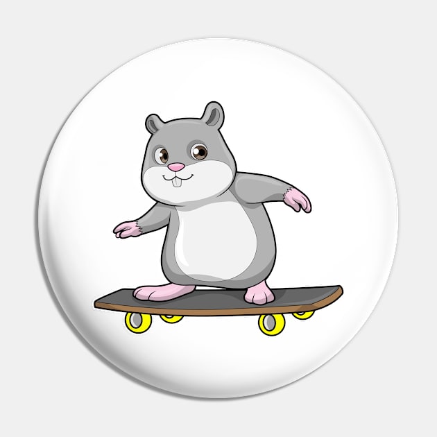 Hamster as Skater with Skateboard Pin by Markus Schnabel