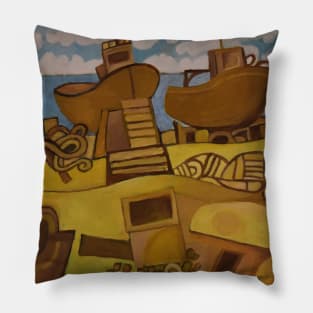 Dungeness Beach Fishing Boats Kent Pillow