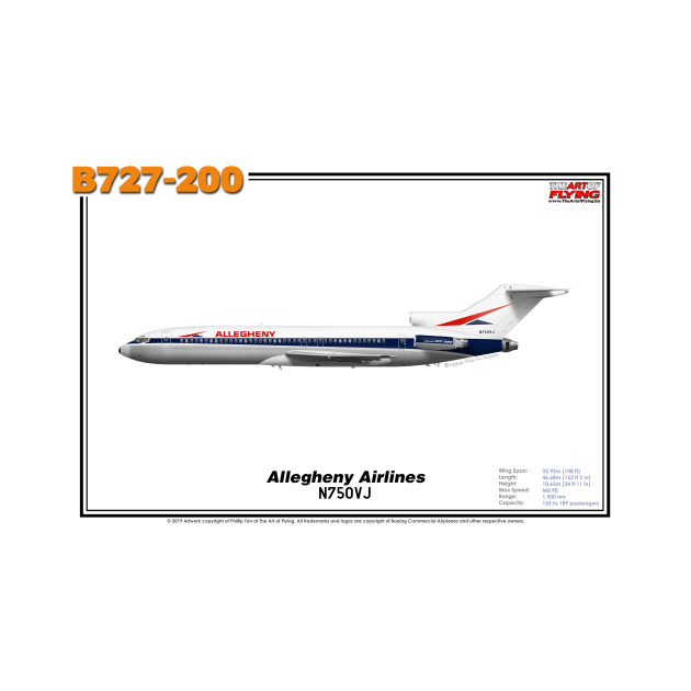 Boeing B727-200 - Allegheny Airlines (Art Print) by TheArtofFlying