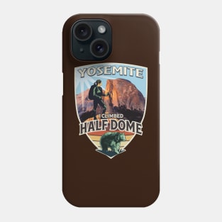 I climbed Half Dome in Yosemite National Park vintage design for women with hiker and bear Phone Case